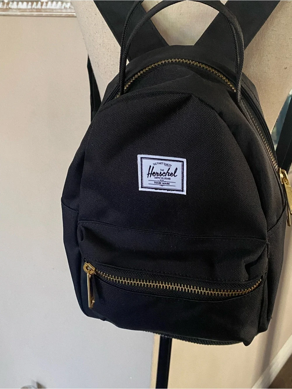 Herschel Supply Company Black Mini Backpack with Gold Zippers